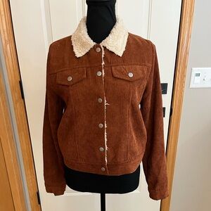 Women’s Altar’d State corduroy faux Sherpa lightweight cinnamon color.Size Small